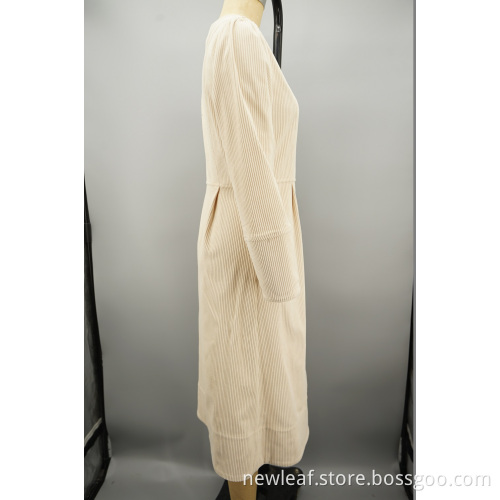 Diagonal buckle design Corduroy 6W shirt dress